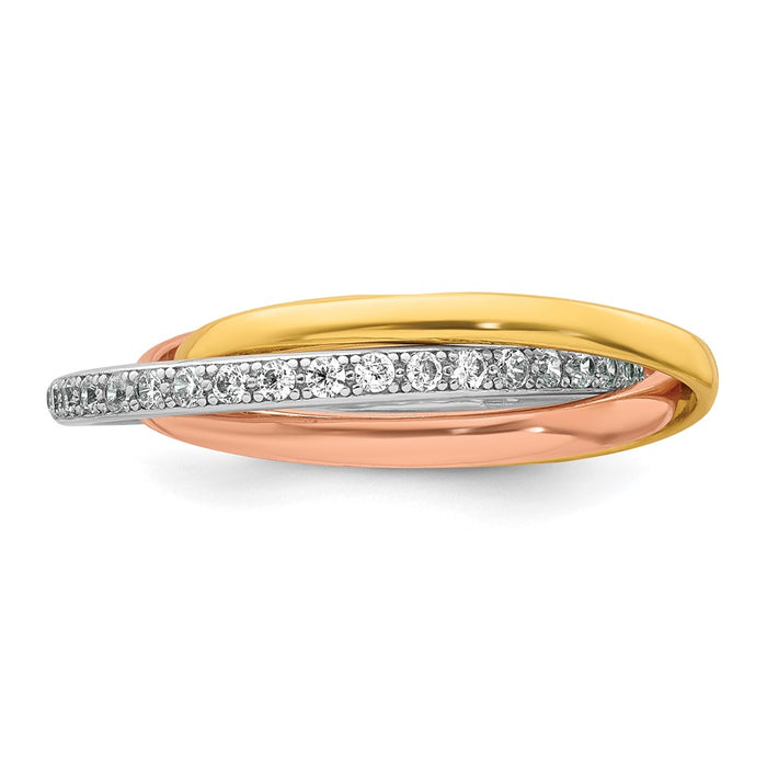 Buy Stylish Rose & Gold-tone CZ Triple Band Ring - Size 8, Affordable Luxury-3