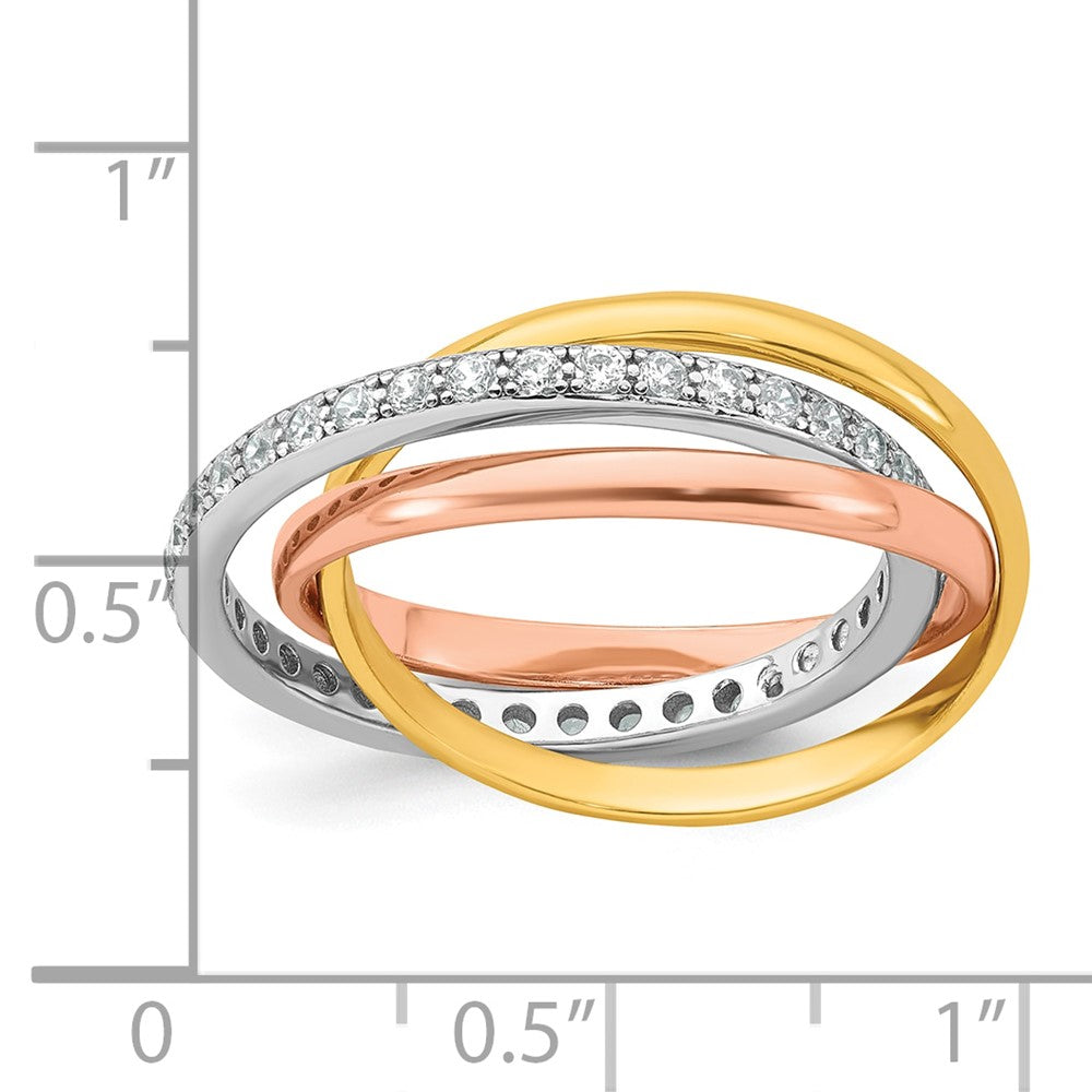 Buy Stylish Rose & Gold-tone CZ Triple Band Ring - Size 8, Affordable Luxury