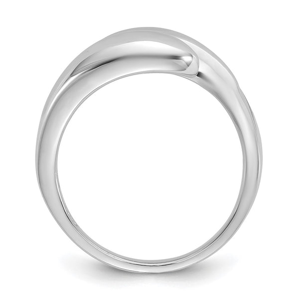 Polished Open Bypass Ring in Rhodium-Plated Sterling Silver