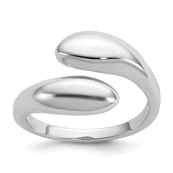 Polished Open Bypass Ring in Rhodium-Plated Sterling Silver
