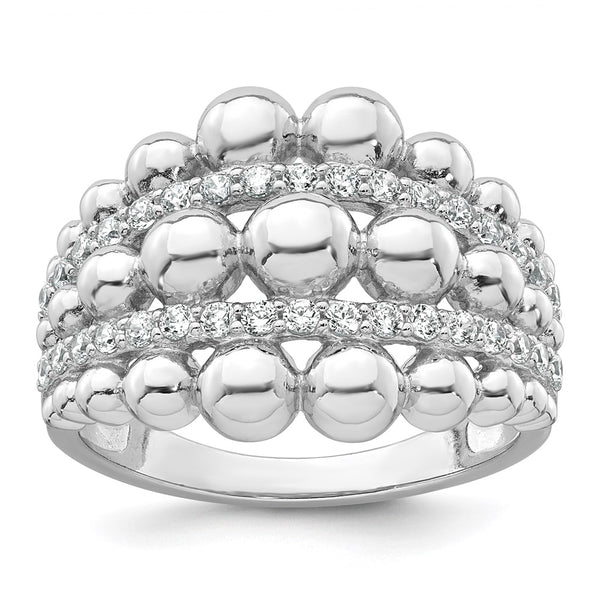 Rhodium-Plated Sterling Silver CZ Ring - Style GR1-1009079