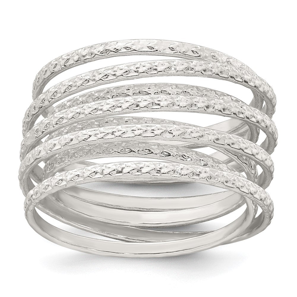 Exclusive Polished Sterling Silver Flexible Spring Ring - Size 7, Affordable Price