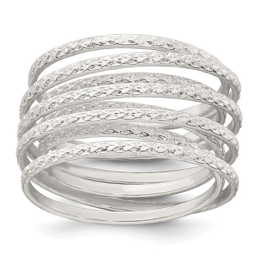 Exclusive Polished Sterling Silver Flexible Spring Ring - Size 7, Affordable Price