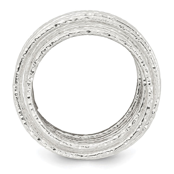 Polished and Textured Sterling Silver Spring Ring - Style GR1-1018487