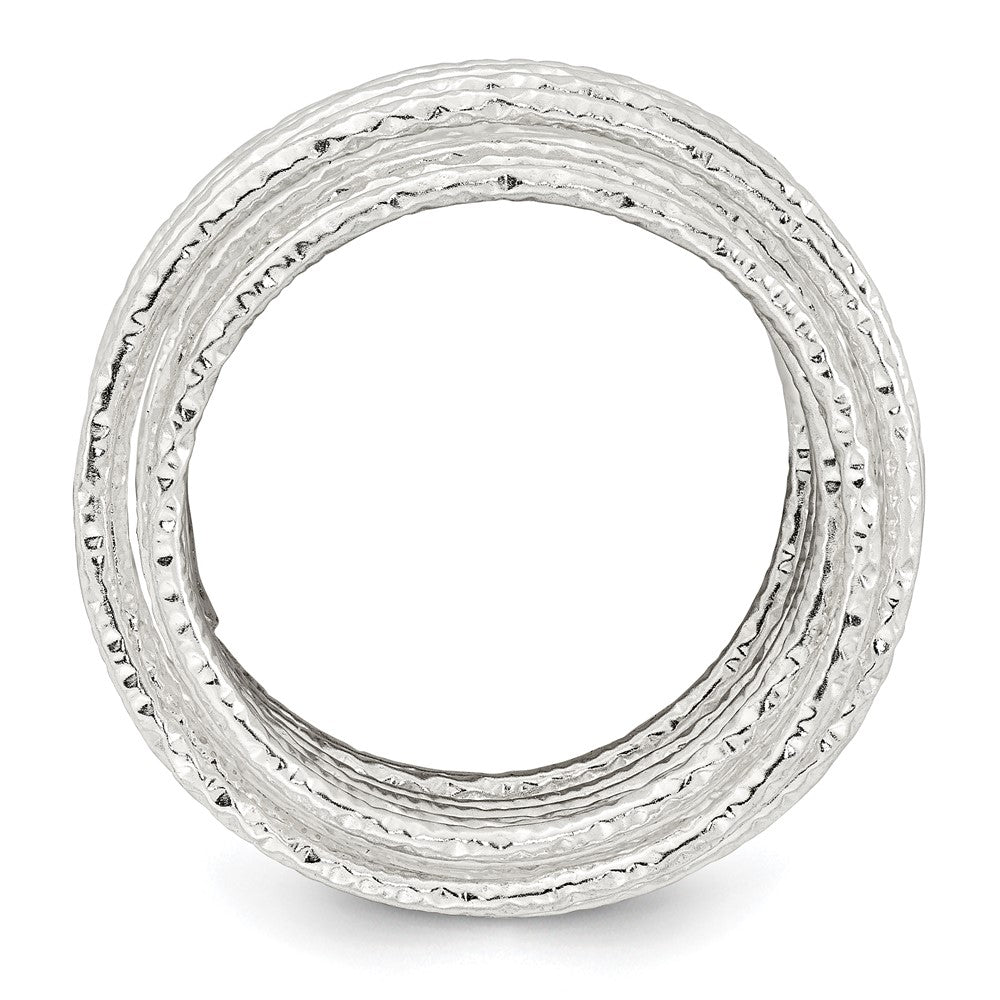 Shop Stylish Polished & Textured Sterling Silver Spring Ring - Size 6, Affordable!