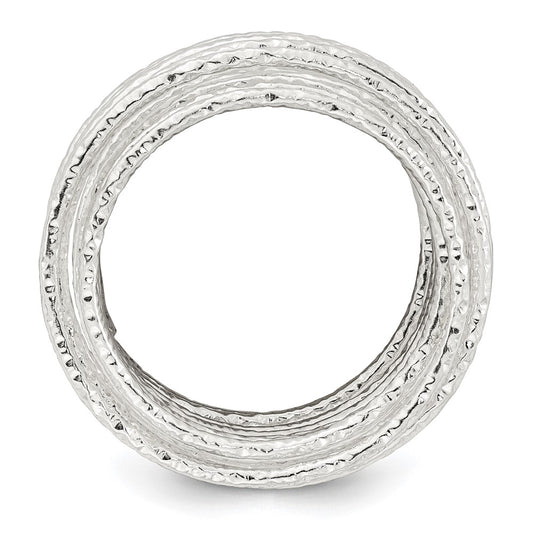 Shop Stylish Polished & Textured Sterling Silver Spring Ring - Size 6, Affordable!