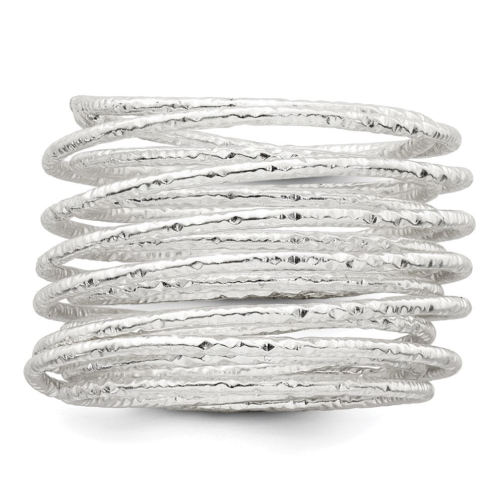 Shop Stylish Polished & Textured Sterling Silver Spring Ring - Size 6, Affordable!
