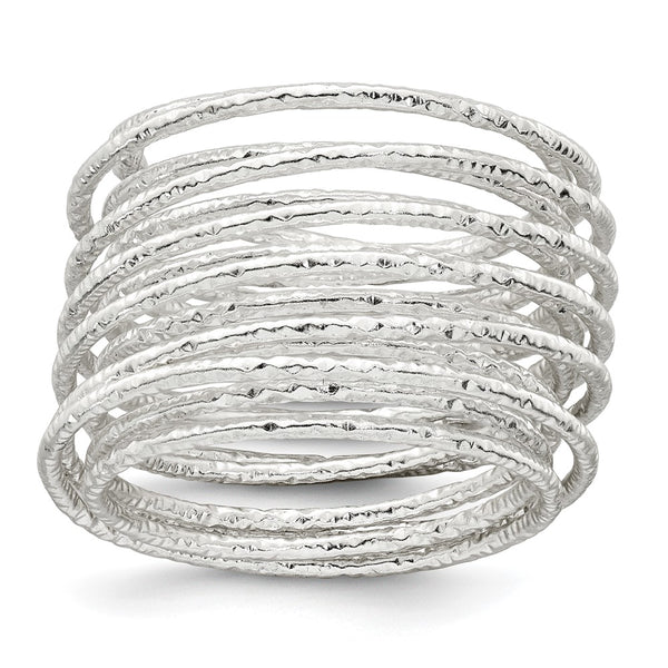 Polished and Textured Sterling Silver Spring Ring - Style GR1-1018487