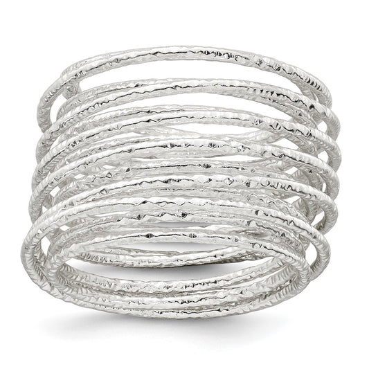 Shop Stylish Polished and Textured Sterling Silver Spring Ring - Size 7