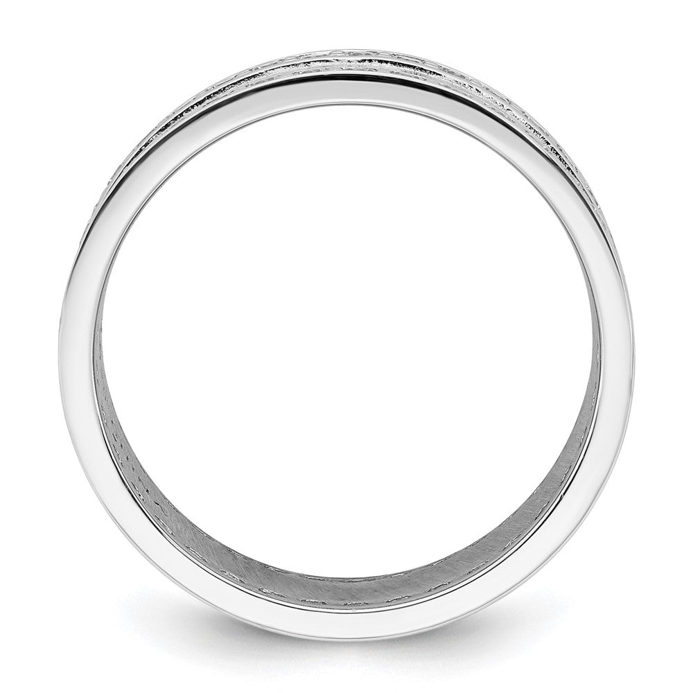 Buy Exclusive 9.5mm CZ Polished & Hammered Sterling Silver Ring - Size 7, Affordable!