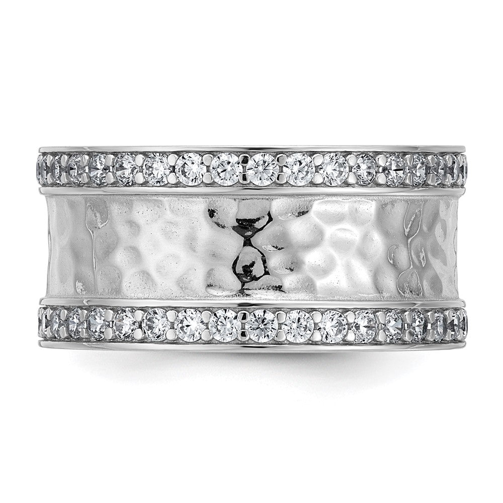 Buy Stylish 9.5mm CZ Band Ring - Rhodium-Plated Sterling Silver, Size 8