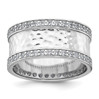 Buy Stylish 9.5mm CZ Band Ring - Rhodium-Plated Sterling Silver, Size 8