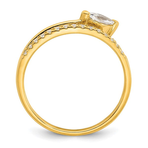 Polished Sterling Silver Gold-Plated CZ Ring - Size 7