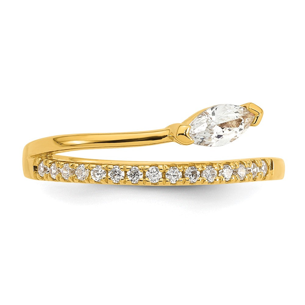 Exclusive 14K Gold-Plated CZ Ring, Stylish Marquise & Round Design, Size 6