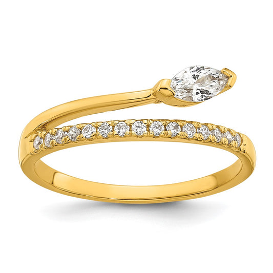 Exclusive 14K Gold-Plated CZ Ring, Stylish Marquise & Round Design, Size 6