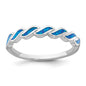 Buy Stylish Polished Blue Lab-Created Opal Wave Ring, Size 8 in Rhodium-Plated Silver-2