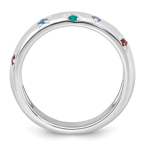 Sterling Silver Multicolor CZ Geometric Ring 5mm Band