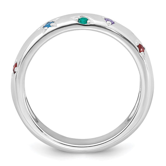Buy Stylish Sterling Silver Multicolor CZ Geometric Ring - Size 6, 5mm Band