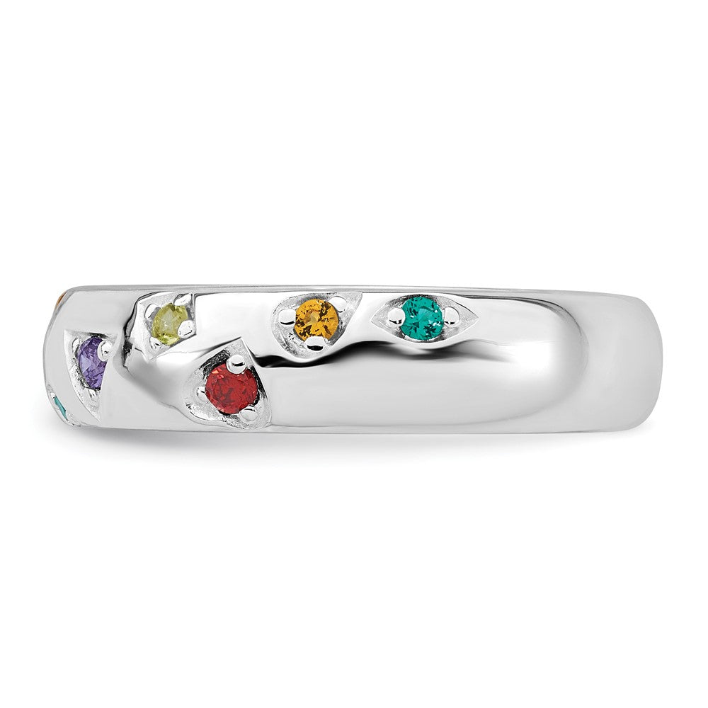 Buy Stylish Sterling Silver Rhodium-Plated CZ Geometric Ring, Size 7, 5mm Band