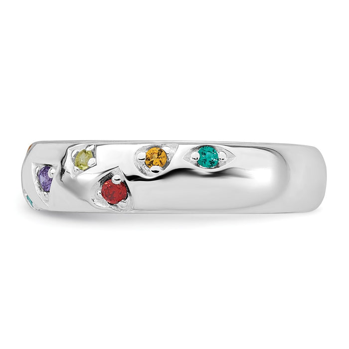 Buy Stylish Sterling Silver Multicolor CZ Geometric Ring - Size 6, 5mm Band-3