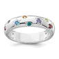 Buy Stylish Sterling Silver Rhodium-Plated CZ Geometric Ring, Size 7, 5mm Band-1