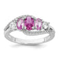 Shop Exclusive Polished Pink CZ 5-Stone Ring in Rhodium-Plated Silver - Size 7-1