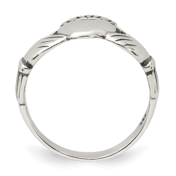 Antiqued Sterling Silver Claddagh Ring - 14G