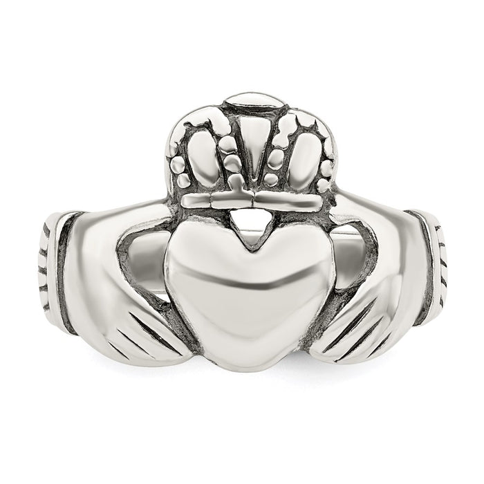 Buy Stylish Antiqued Sterling Silver Claddagh Ring - 14g, Size 7, Affordable Price-5