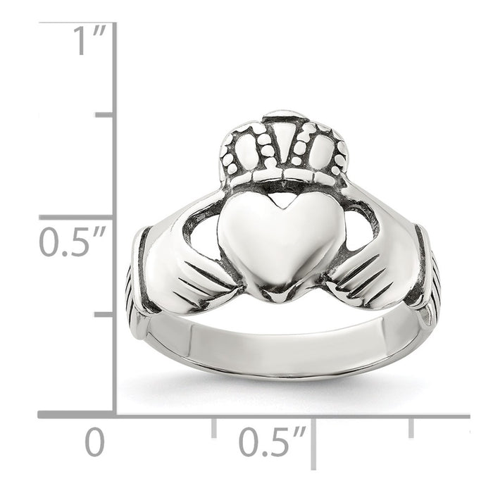 Buy Stylish Antiqued Sterling Silver Claddagh Ring - 14g, Size 7, Affordable Price-3
