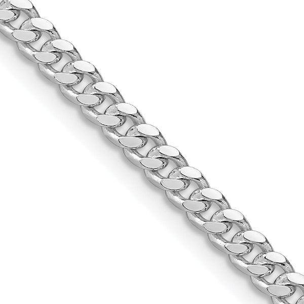 Rhodium-Plated Sterling Silver 3.25mm Domed Curb Chain - Style GR1-1032134