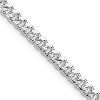 Buy Stylish Rhodium-Plated Sterling Silver 4mm Domed Curb Chain - Affordable Elegance