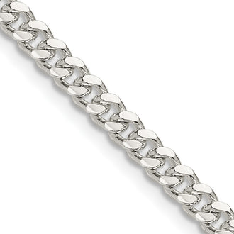 High-Quality 4mm Sterling Silver Domed Curb Chain - Stylish Side D/C Design