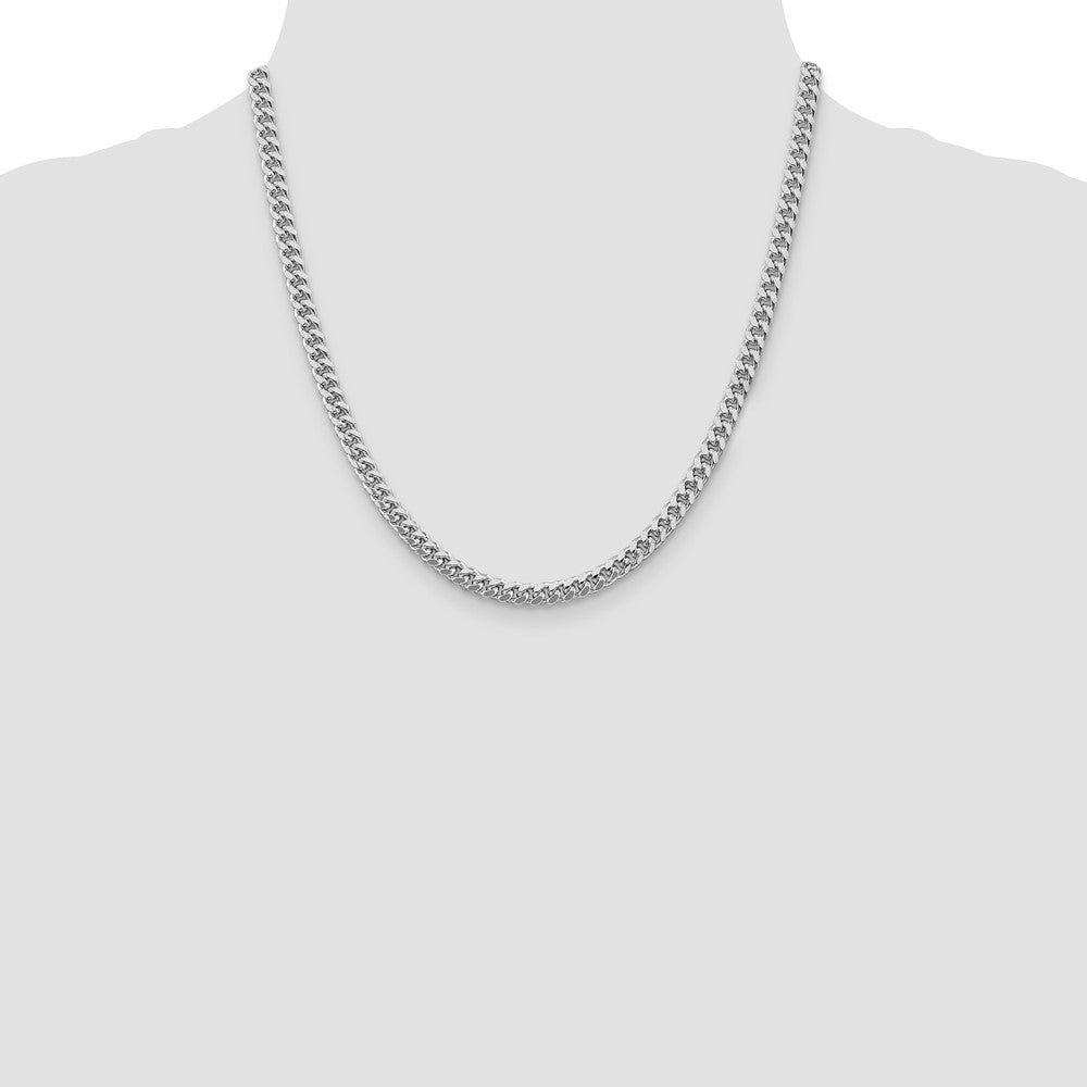 Exclusive Rhodium-Plated Sterling Silver 5mm Domed Curb Chain - Stylish Design