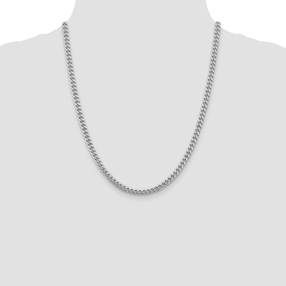 High-Quality 5mm Sterling Silver Curb Chain - Stylish Rhodium-Plated Design
