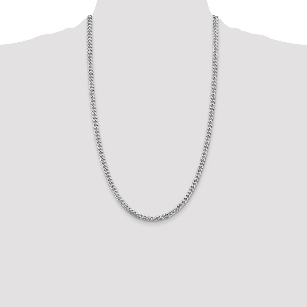 Exclusive Rhodium-Plated Sterling Silver 5mm Domed Curb Chain - Stylish Value!