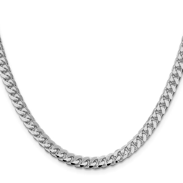 6mm Rhodium-Plated Sterling Silver Domed Ring - Curb Chain