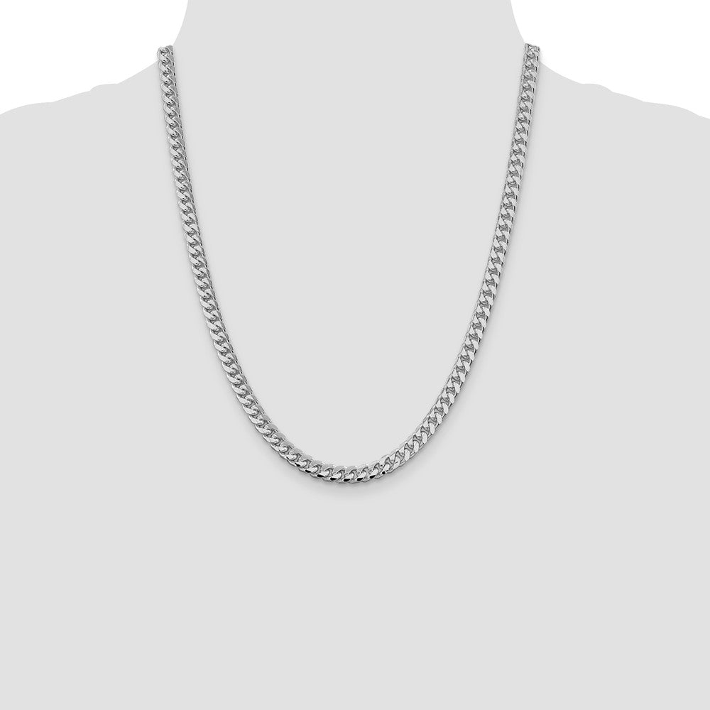 Exclusive 6mm Rhodium-Plated Sterling Silver Domed Ring | Stylish Curb Chain