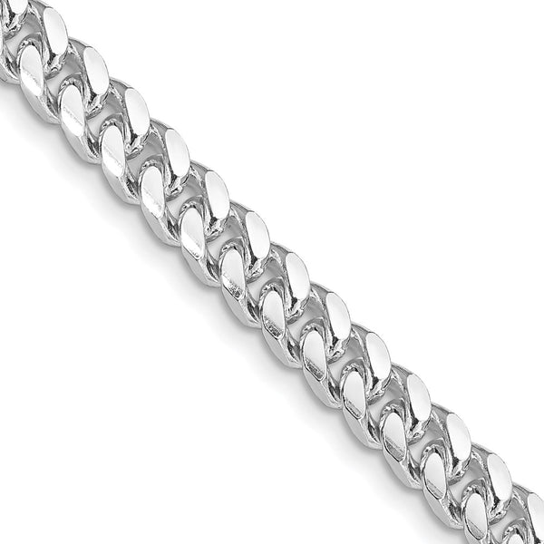 6mm Rhodium-Plated Sterling Silver Domed Ring - Curb Chain