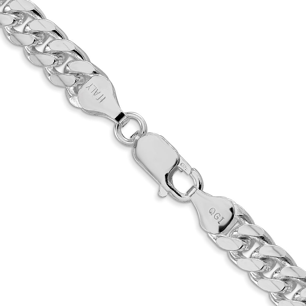 Buy Stylish Rhodium-Plated Sterling Silver 7mm Domed Curb Chain | Affordable Luxury