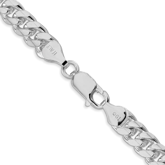 Buy Stylish Rhodium-Plated Sterling Silver 7mm Domed Curb Chain | Affordable Luxury-3