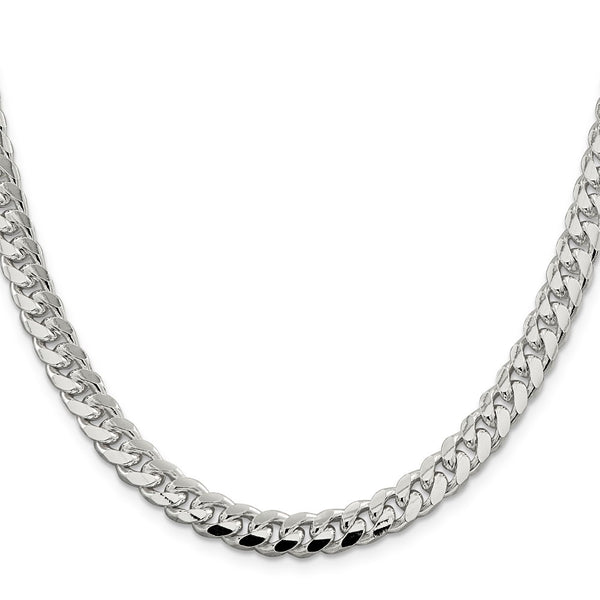 Sterling Silver 7.35mm Domed Curb Chain - Side Detail