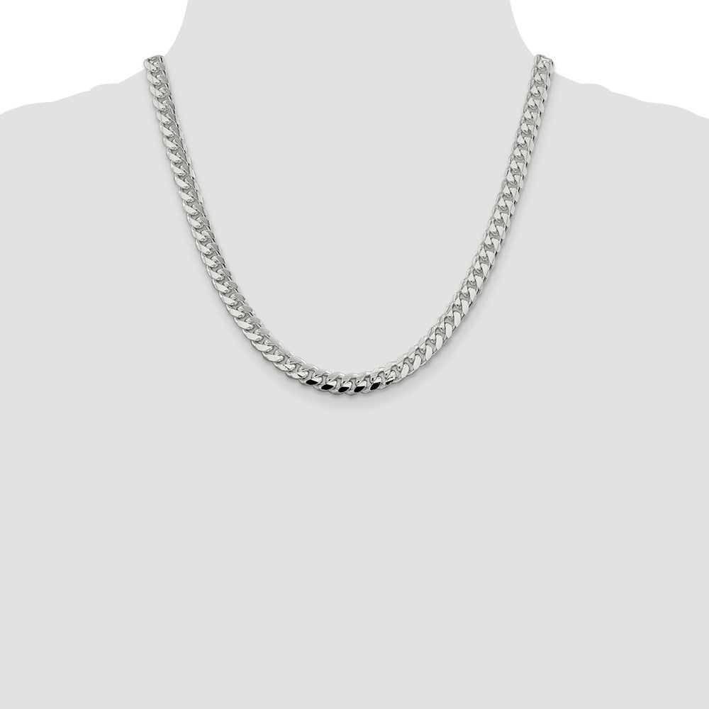 Buy Stylish 7.35mm Sterling Silver Domed Curb Chain with Side Detailing
