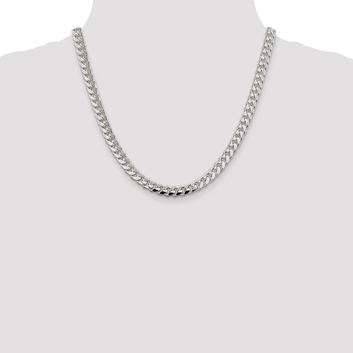Buy Stylish 7.35mm Sterling Silver Domed Curb Chain with Side Detailing-4