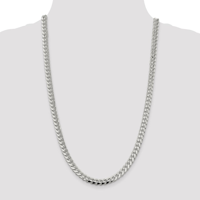 Buy Stylish Sterling Silver 7.35mm Domed Side Double Curb Chain - Luxury Value-4