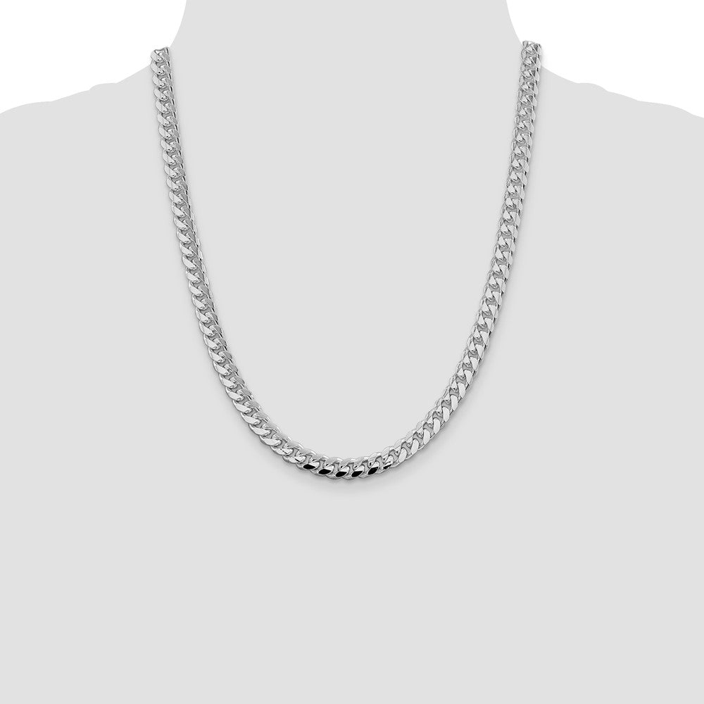 Buy Stylish Rhodium-Plated Sterling Silver 7.35mm Curb Chain - Luxury Design