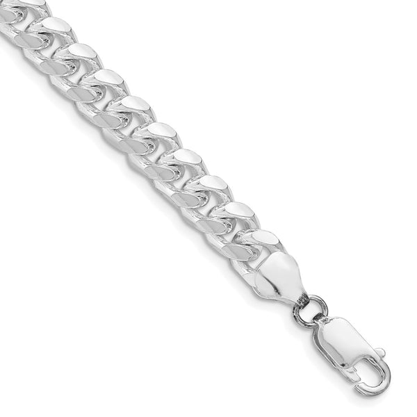 Rhodium-Plated Sterling Silver 7.35mm Domed Curb Chain - Style GR1-1030096