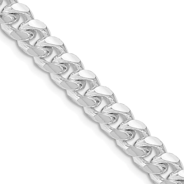 Rhodium-Plated Sterling Silver 7.35mm Domed Curb Chain - Style GR1-1032425