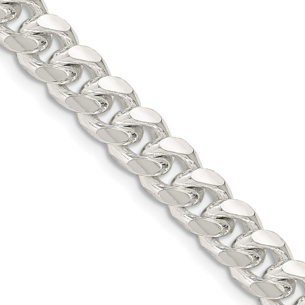 Sterling Silver 7.35mm Domed Curb Chain - Side Detail