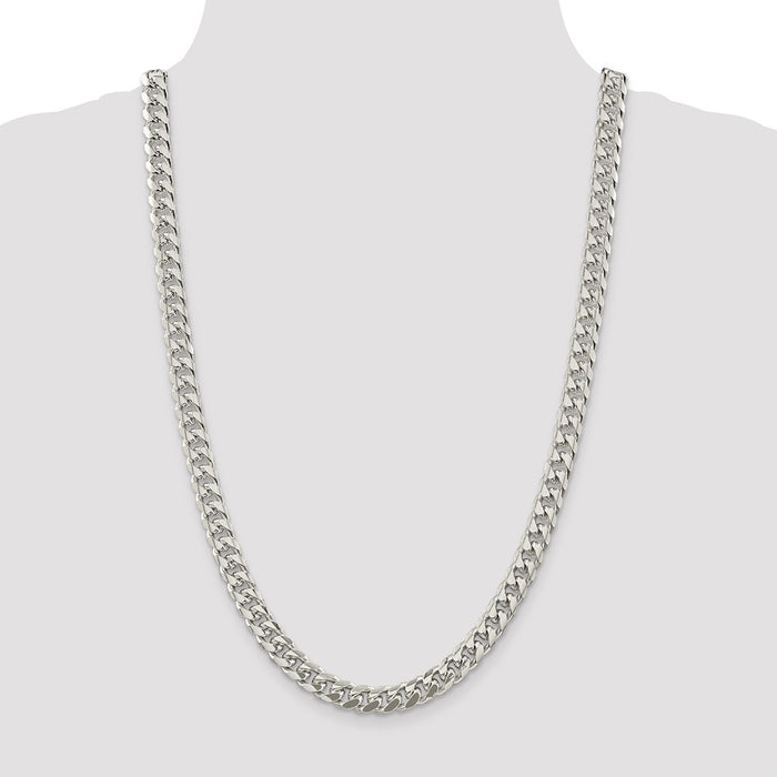 High-Quality Sterling Silver 8.5mm Domed Curb Chain - Stylish Side D/C Design-4
