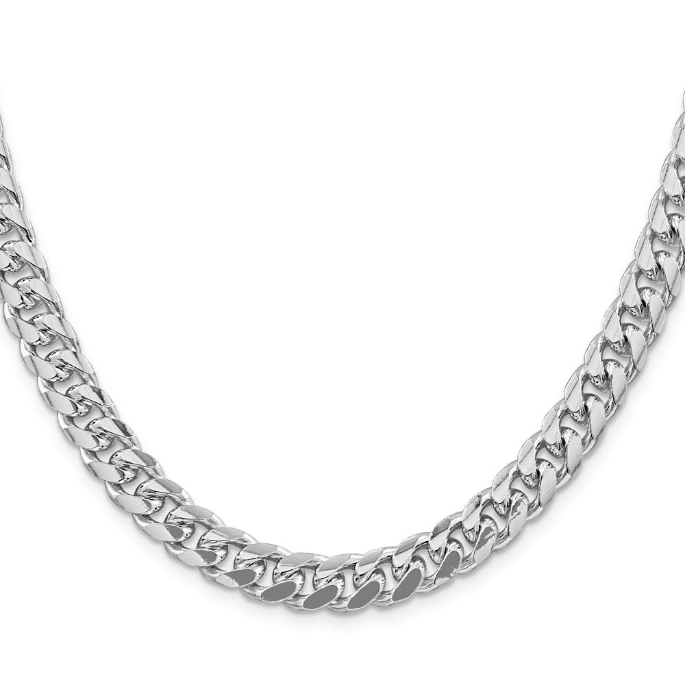Buy Exclusive 8.5mm Rhodium-Plated Sterling Silver Curb Chain - Stylish Design!